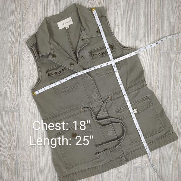 BP Collection Women’s Small Army Green 100% Cotton Belted Sleeveless Jacket Vest - Picture 4 of 9